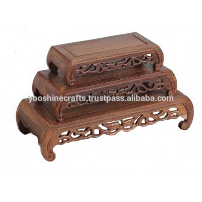 3 pcs set long shelves for Jade Base, Wooden carving, Rosewood carving