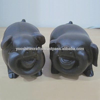 Wooden carving couple pigs, Rosewood carving animals