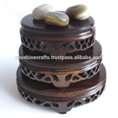 3 pcs Oval shelves in a set for Jade base, Wooden carving, Rosewood carving