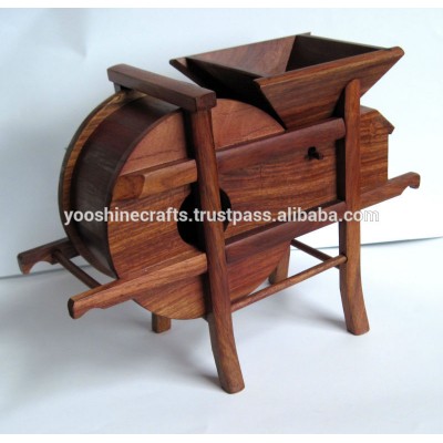 Fortune Bean Mill, Rosewood water mill carving, Wooden carving, Bumper harvest