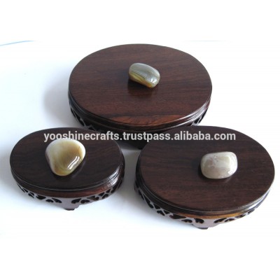 Jade Base-Oval shelves, Wooden carving, Rosewood carving